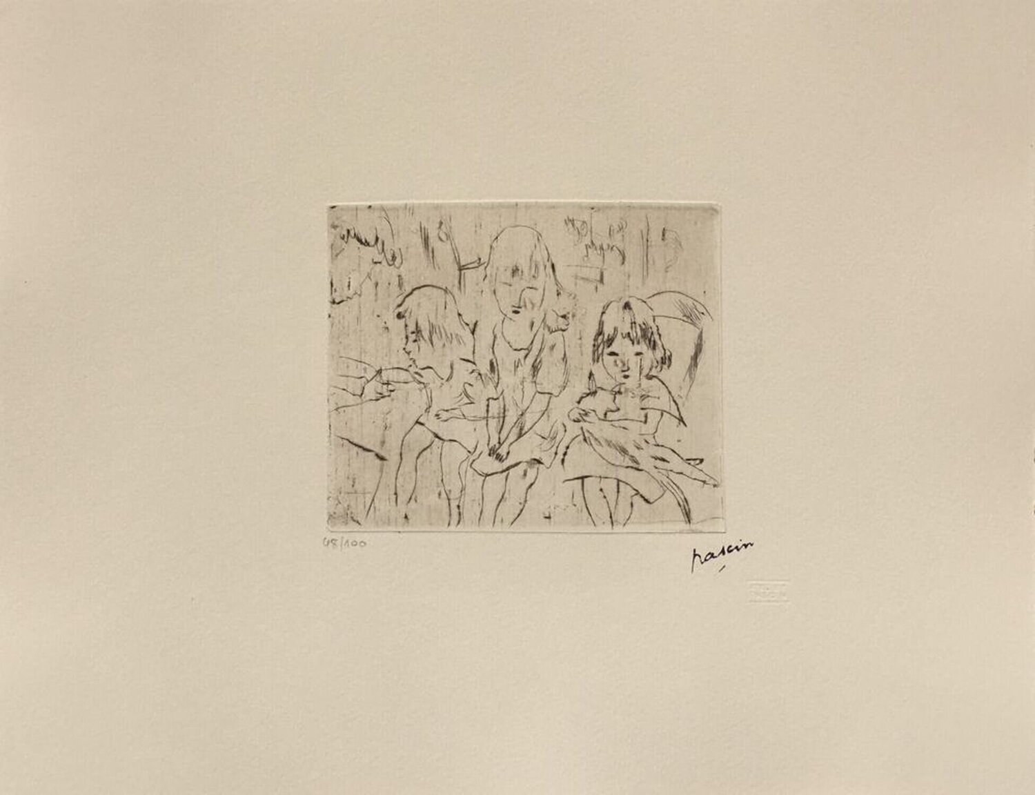 105 - Trois petites filles Jules Pascin Druck zu verkaufen