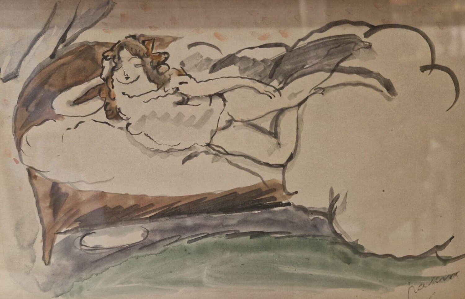 Women laying Jules Pascin Opera su carta in vendita