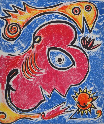 Le visage rouge by Carl-Henning Pedersen, Print for Sale on Singulart