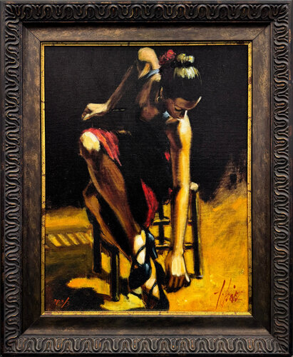 Dancer in Red Skirt (signed enhanced giclee on canvas) von Fabian Perez, Druck kaufen auf Singulart