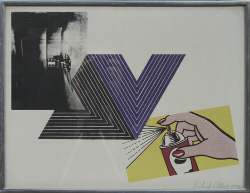 Pettibone - Appropriation print with Andy Warhol, Frank Stella, and Roy Lichtenstein - 1970 SIGNED  van Richard Pettibone, Afdruk te koop op Singulart