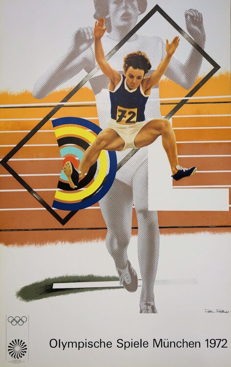 Athlétisme : Plus haut, plus fort, plus loin, Affiche en lithographie originale Peter Phillips