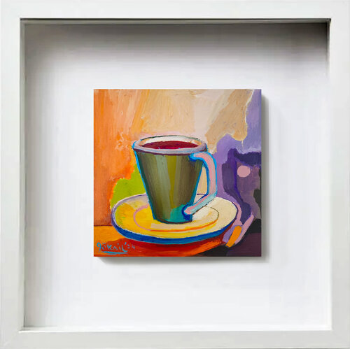 油彩画　coffee time 油彩画 coffee time coffee-time-lettering-cartoon-