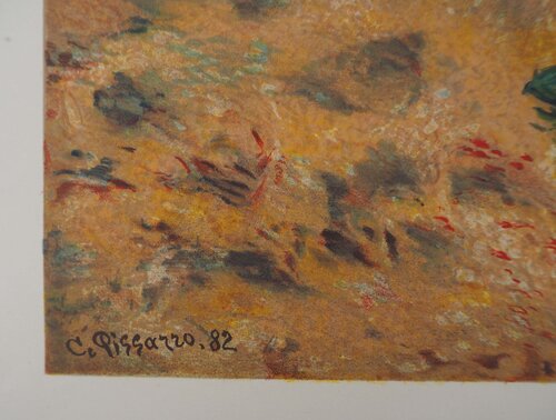 Femme au fichu rouge jardinant by Camille Pissarro, Print for Sale on Singulart