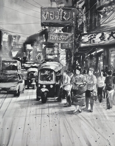 Streets of Bangkok by Attasit Pokpong, Painting for Sale on Singulart