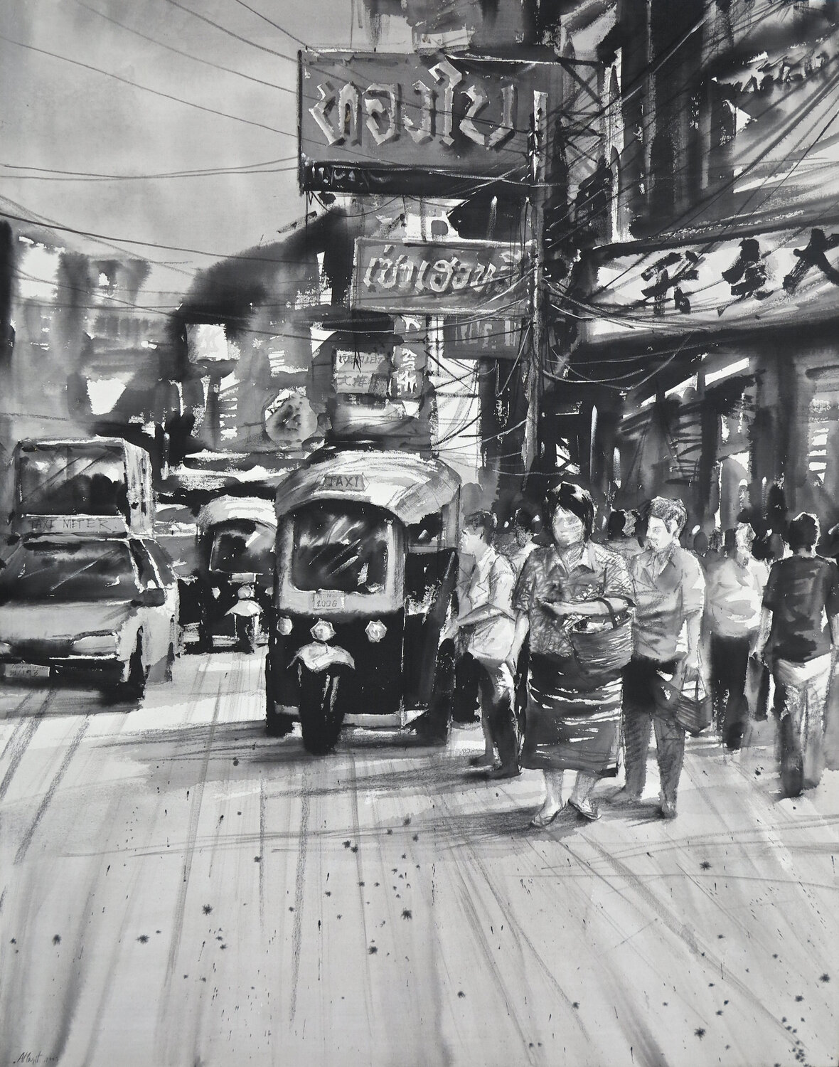 Streets of Bangkok Attasit Pokpong Originalgemälde zu verkaufen
