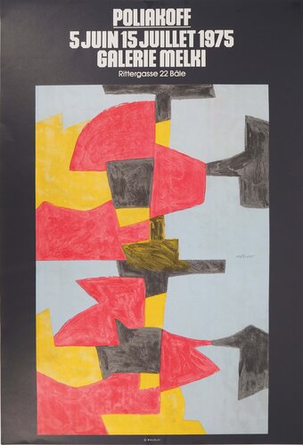 Composition rouge, jaune et noire, Affiche en lithographie signée par Serge Poliakoff, Édition en vente sur Singulart