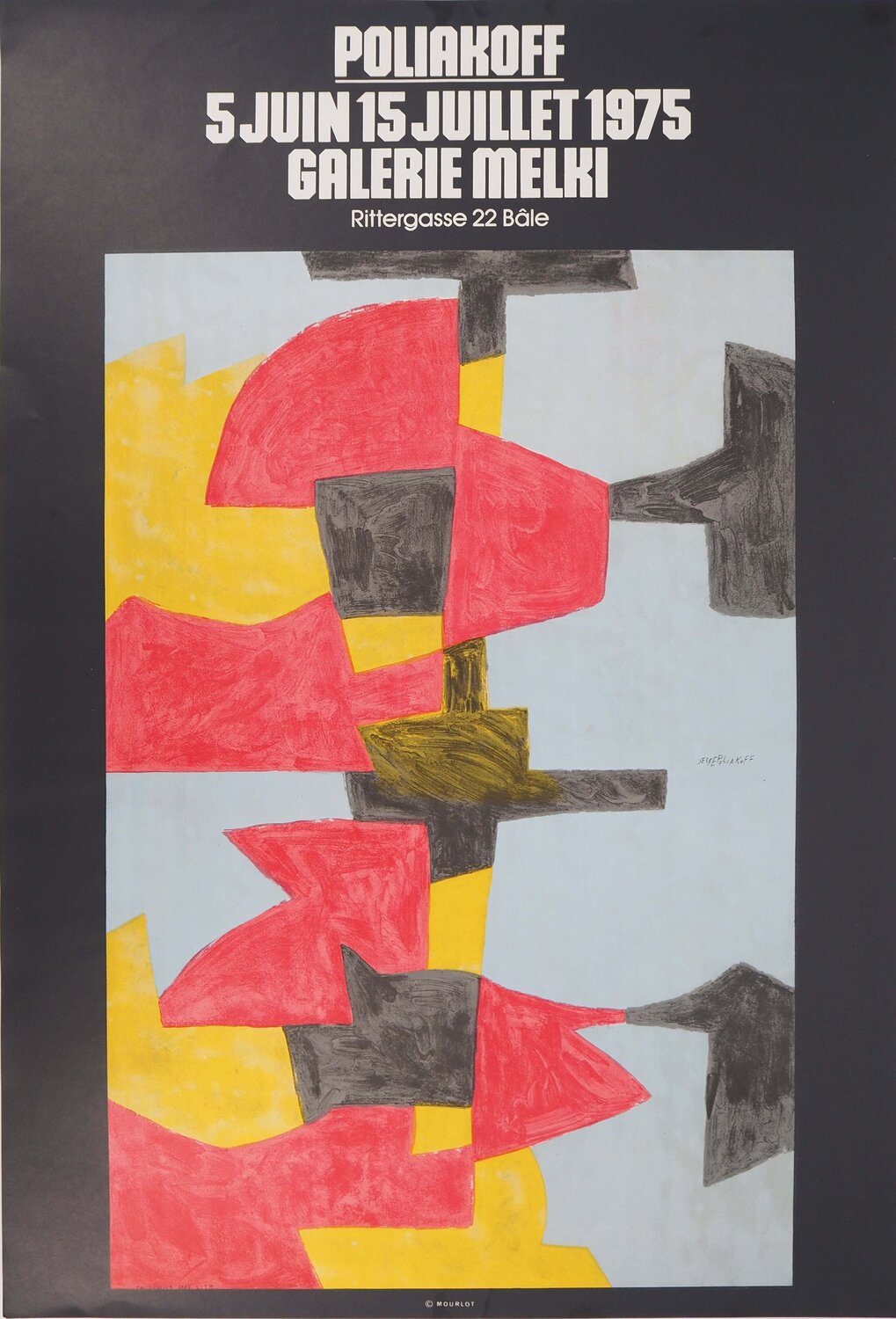 Composition rouge, jaune et noire, Affiche en lithographie signée Serge Poliakoff Print for sale