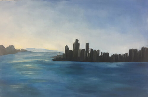 City and Sea by Paulina Wong, Painting for Sale on Singulart