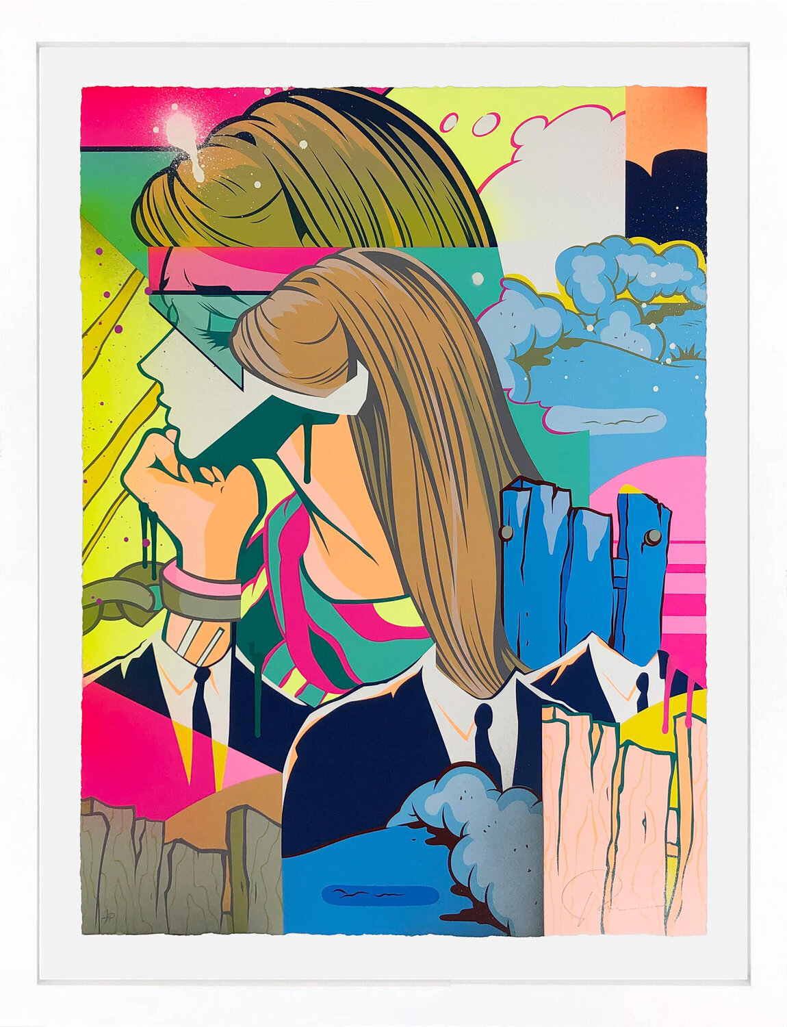 Bound 2 (framed hand embellished screen print) POSE Stampa in vendita
