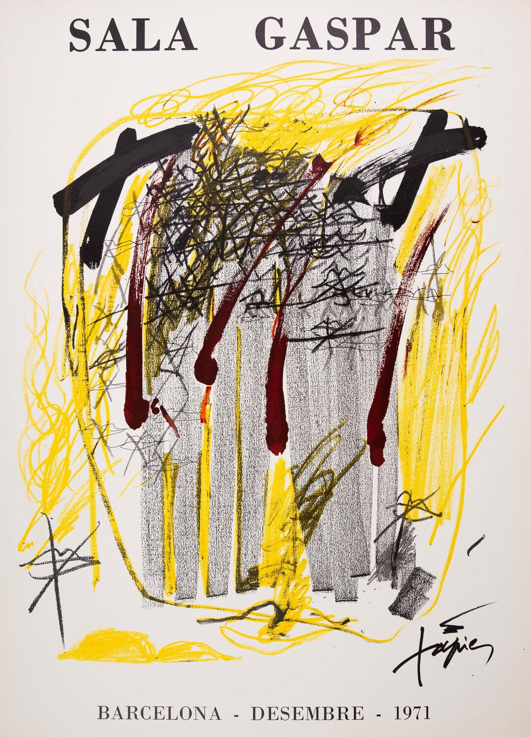 Abstraction Jaune et Rouge Markus Prachensky Print for sale