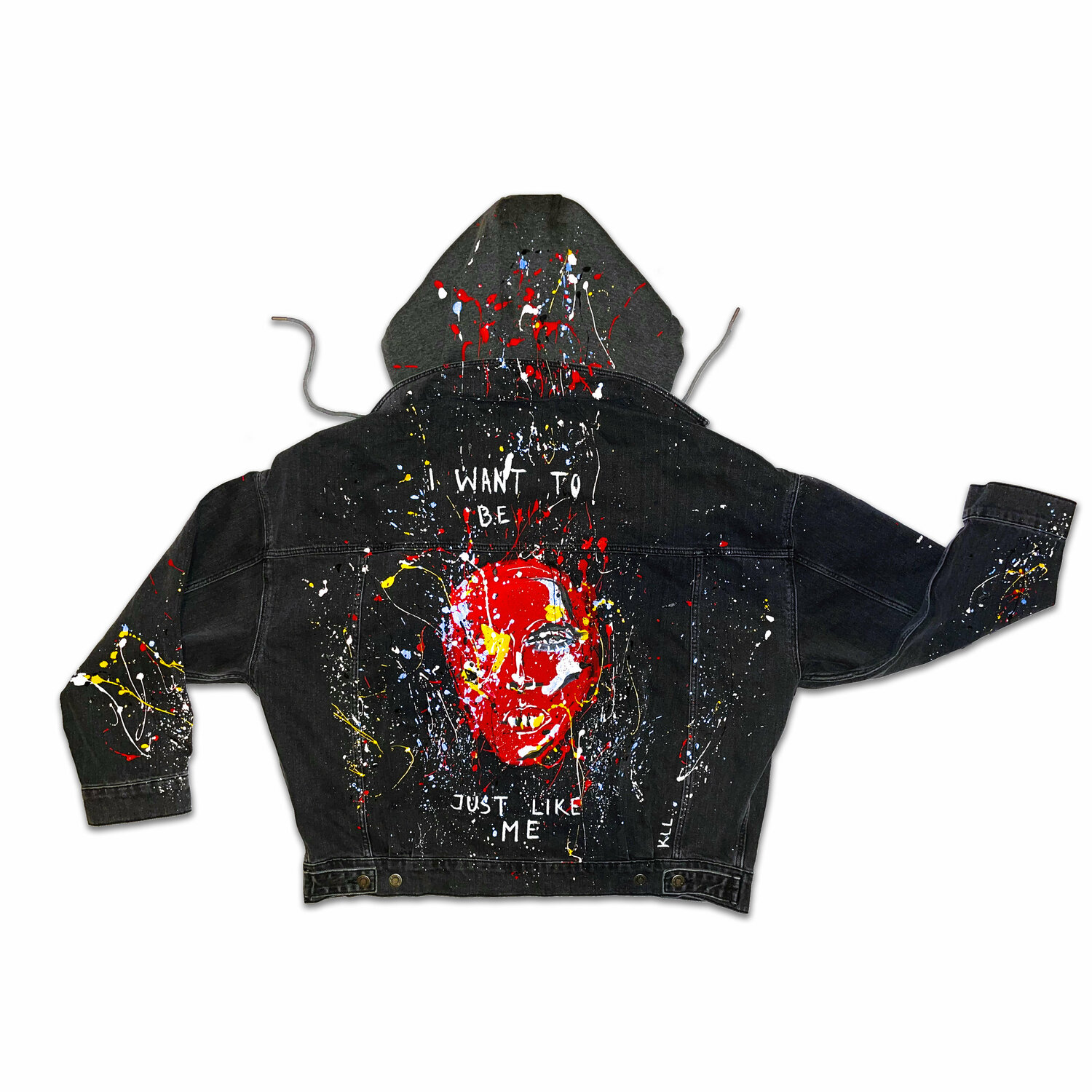Hand Painted Denim Jacket 1/1 Kamile Lukrecija Lukosiute Originalgemälde zu verkaufen
