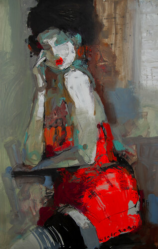 Red Dress di Viktor Sheleg, Opera su carta in vendita su Singulart