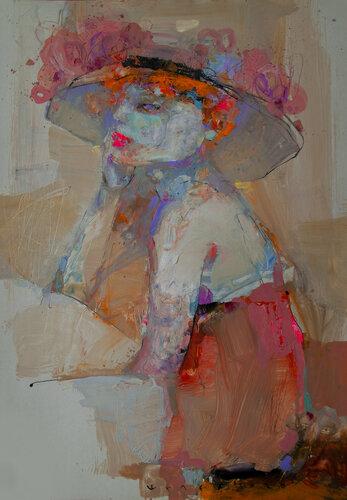 Bored Girl in Pink" di Viktor Sheleg, Opera su carta in vendita su Singulart