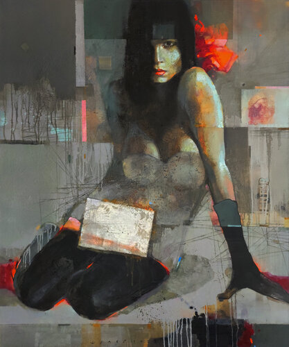 SHE LOVES FASHION MAGAZINES by Viktor Sheleg, Painting for Sale on Singulart