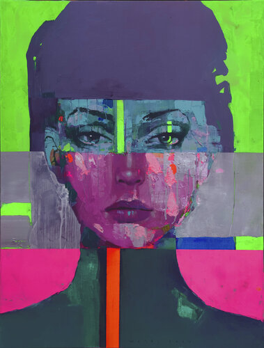 lady's face in Green van Viktor Sheleg, Schilderij te koop op Singulart