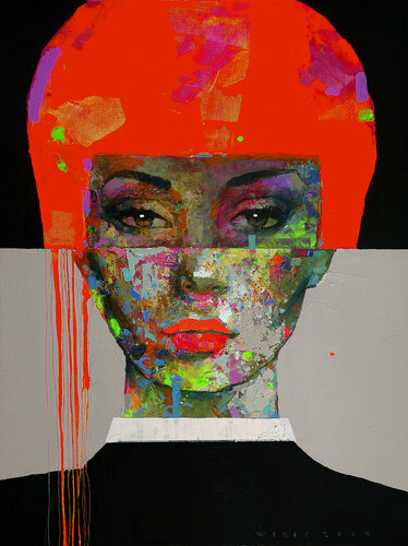 lady's face in red van Viktor Sheleg, Schilderij te koop op Singulart