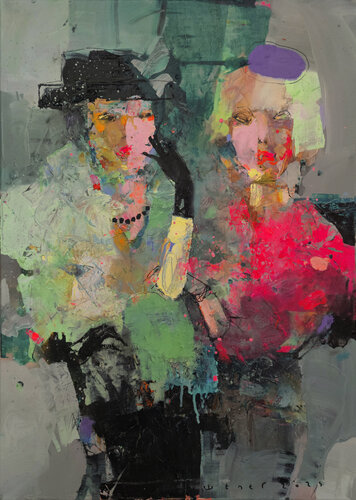 "Girlfriends' reunion" van Viktor Sheleg, Schilderij te koop op Singulart