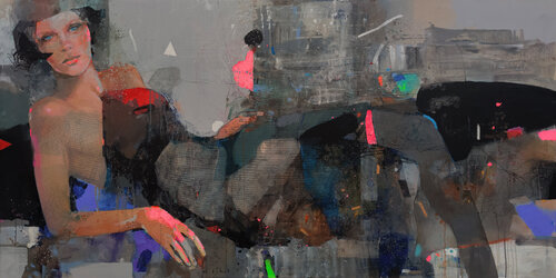 Chillin Lady on the couch von Viktor Sheleg, Malerei kaufen auf Singulart