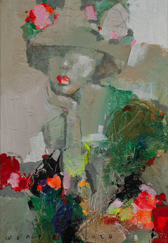 Flower Girl by Viktor Sheleg, 油畫 for Sale on Singulart