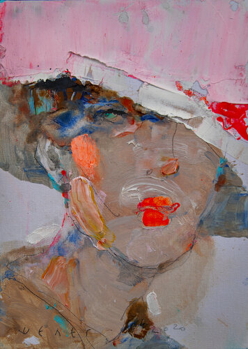 Pink hat di Viktor Sheleg, Pittura in vendita su Singulart
