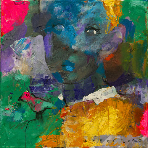 Young boy with little bird von Viktor Sheleg, Malerei kaufen auf Singulart