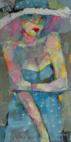 "Blue polka dot dress" von Viktor Sheleg, Werk auf Papier kaufen auf Singulart