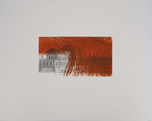 Paris, Louvre en orange, Gravure originale de Arnulf Rainer, Impresión a la venta en Singulart