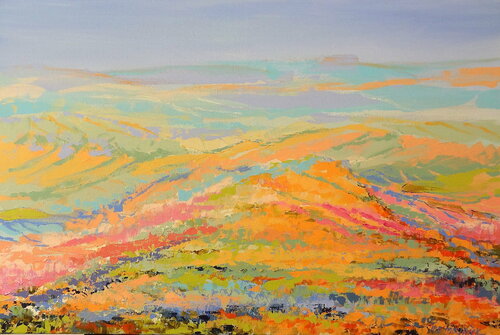 Multicolored mountain (Framed) van Inelouise Mourick, Schilderij te koop op Singulart