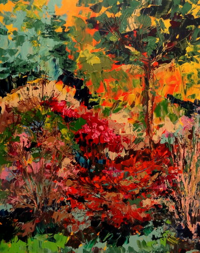 Autumn garden (Framed) van Inelouise Mourick, Schilderij te koop op Singulart
