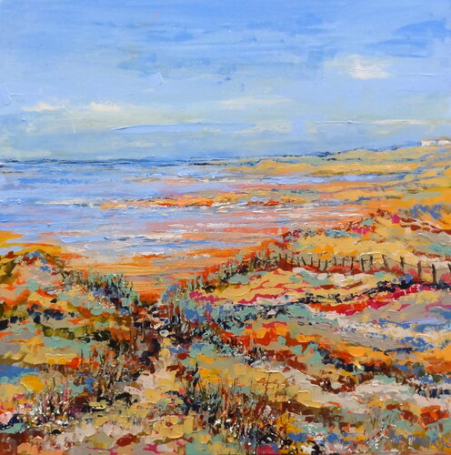 Path to the sea (Framed) van Inelouise Mourick, Schilderij te koop op Singulart