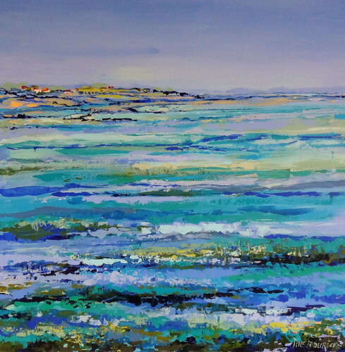Green grass in blue water van Inelouise Mourick, Schilderij te koop op Singulart