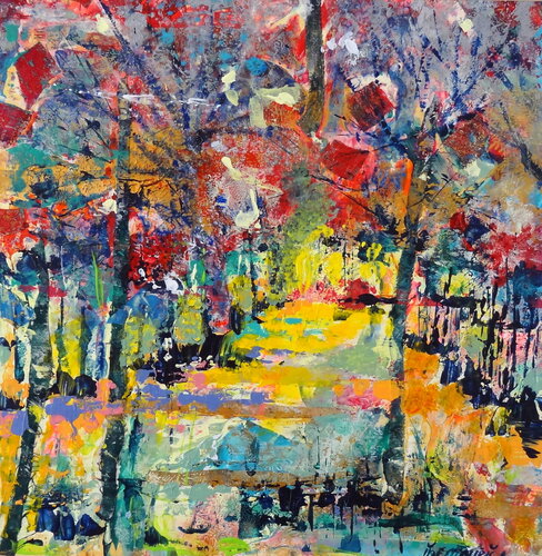 A walk to the sun (Framed) by Inelouise Mourick, Painting for Sale on Singulart