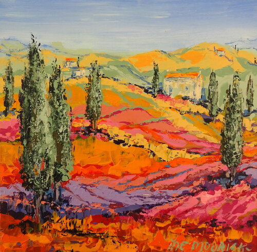 Italian valley - 2 (Framed) van Inelouise Mourick, Schilderij te koop op Singulart