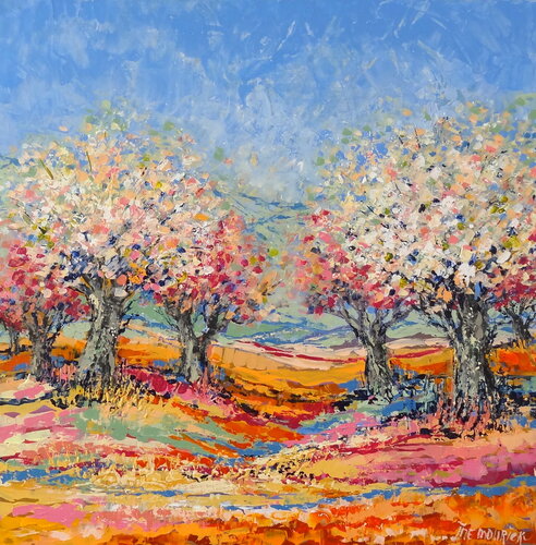 The power of Spring (Framed) by Inelouise Mourick, Painting for Sale on Singulart