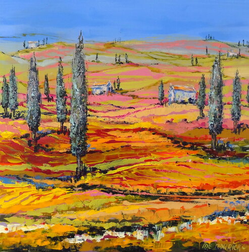 Tuscan summer (Framed) by Inelouise Mourick, Painting for Sale on Singulart