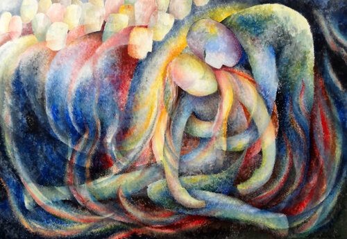 Helping hands (Framed) van Inelouise Mourick, Schilderij te koop op Singulart
