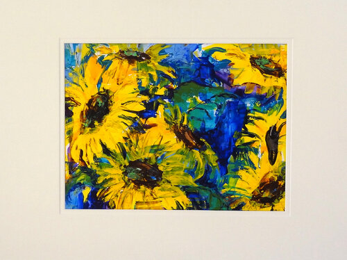 Sunflowers (Framed) van Inelouise Mourick, Schilderij te koop op Singulart