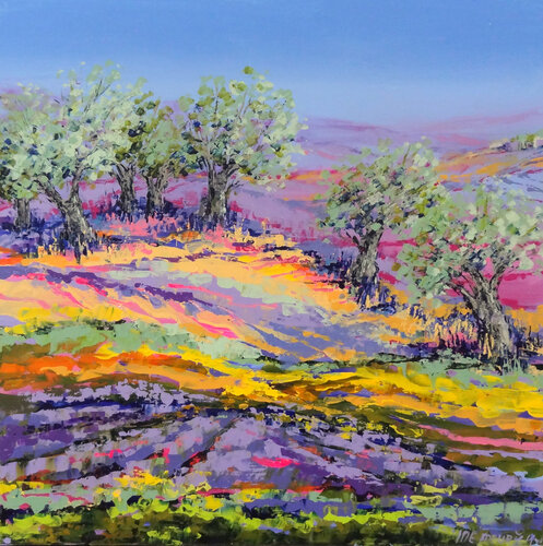 Purple valley (Framed) von Inelouise Mourick, Malerei kaufen auf Singulart