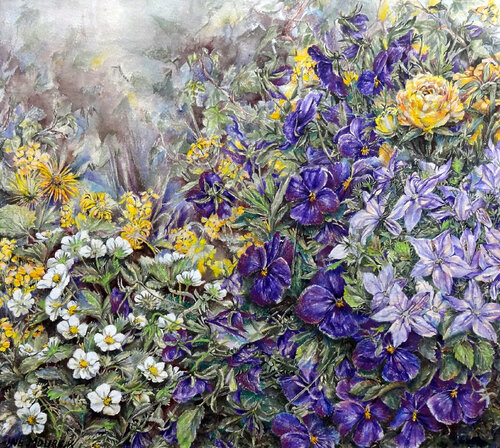 Garden flowers (Framed) von Inelouise Mourick, Malerei kaufen auf Singulart