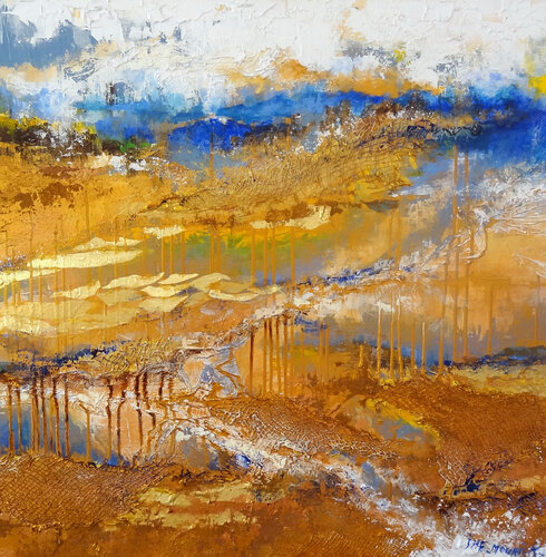 Golden Earth (Framed) van Inelouise Mourick, Schilderij te koop op Singulart