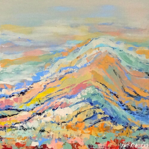 The mountain of the seven colors - 1 (Framed) van Inelouise Mourick, Schilderij te koop op Singulart