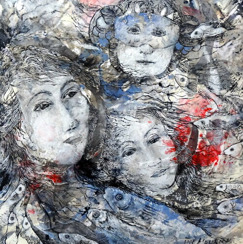 With love for the sea (Framed) van Inelouise Mourick, Werk op papier te koop op Singulart