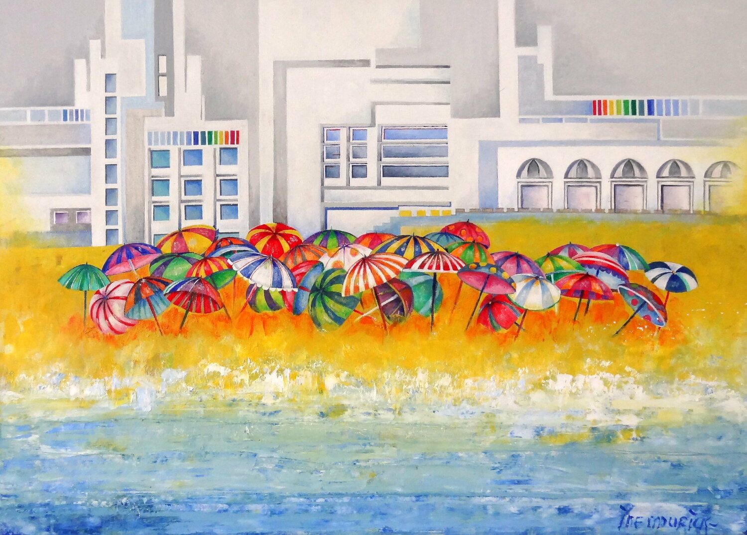 Les parasols (Framed) Inelouise Mourick