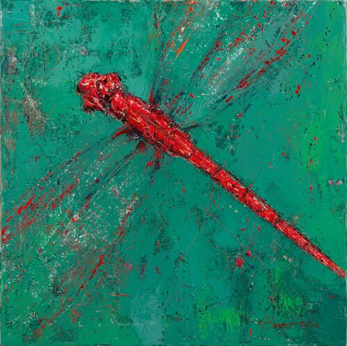 Red Dragonfly #3 di Olena Bogatska, Pittura in vendita su Singulart