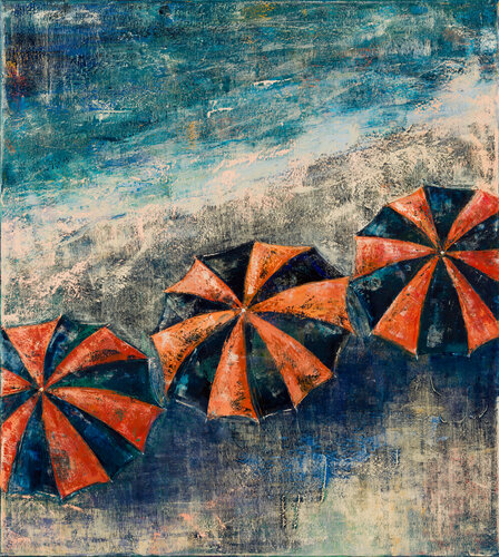 Beach Umbrellas di Olena Bogatska, Pittura in vendita su Singulart