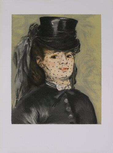 Portrait of a Woman with black veil - Vintage Lithograph  von Pierre-Auguste Renoir, Druck kaufen auf Singulart