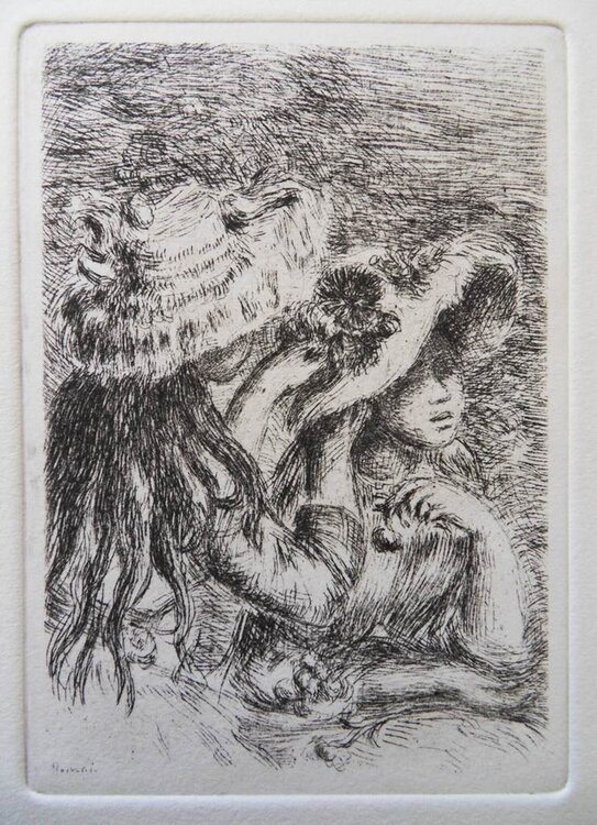 Le chapeau épinglé, Gravure signée Pierre-Auguste Renoir