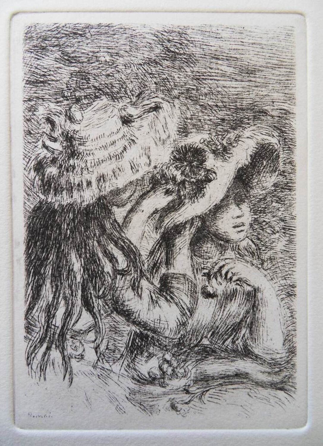 Le chapeau épinglé, Gravure signée Pierre-Auguste Renoir Impresión en venta