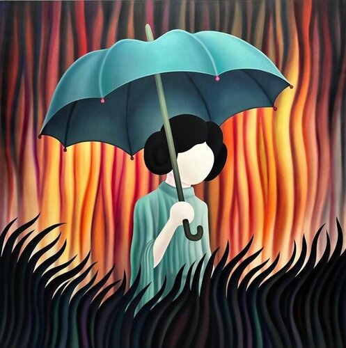 PRINCESS WITH UMBRELLA (MODEL 2) van Jordi Ribes, Schilderij te koop op Singulart